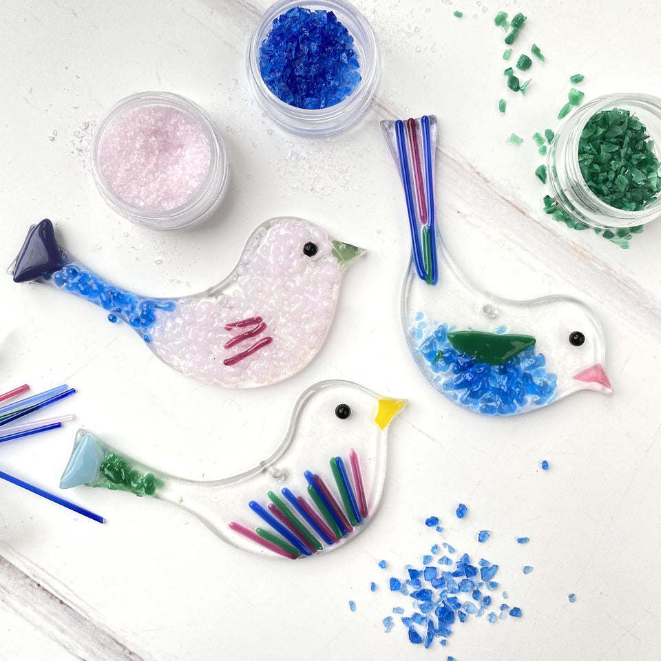 Edu Partners Arts and Craft Products Resin Birds with Blue Glitter 